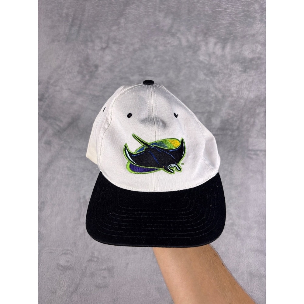 Vtg Drew Pearson Companies Snapback Hat Baseball Tampa Bay Devil Rays OS White